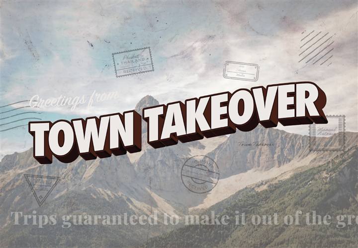 Screenshot of the 2026 Town Takeover homepage